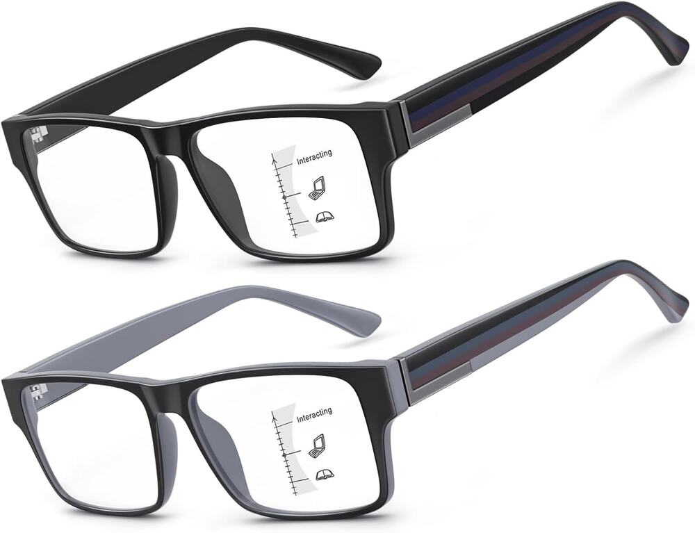 2 Pack Excellent Unbreakable Progressive Multifocus Reading Glasses For Men,1.5x